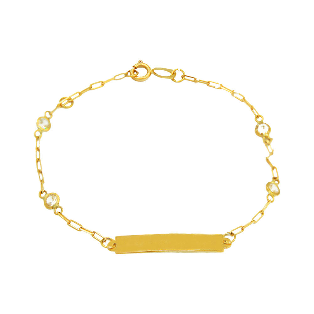 Pulseira Infantil com Plaquinha Ouro 18K