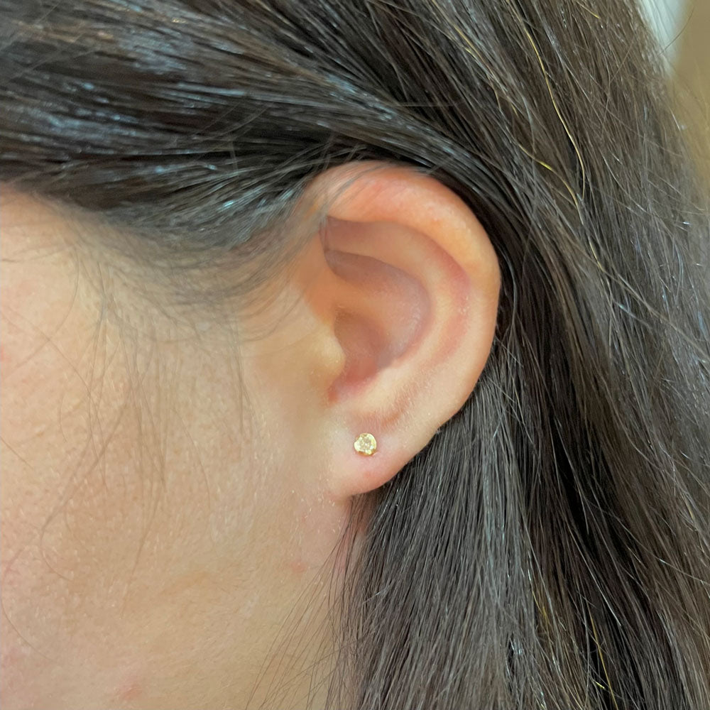 Brinco Solitário 3mm Ouro 18K