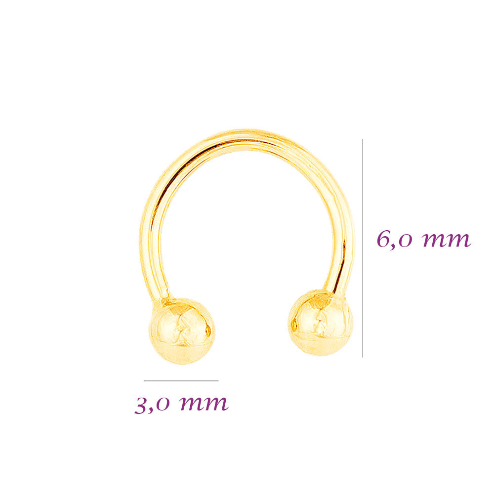 Piercing Ouro 18K Helix / Tragus / Hook / Septo