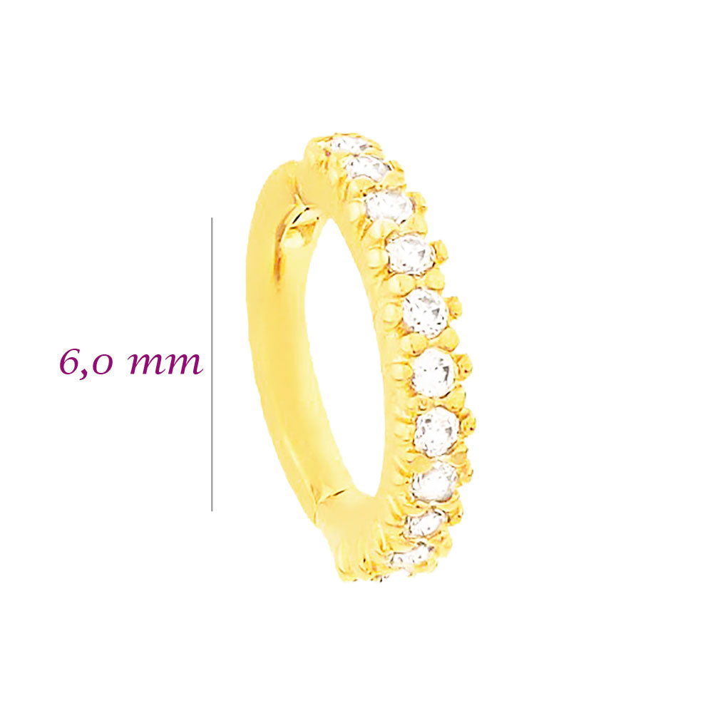 Piercing Argola Ouro 18K Helix / Daith / Nariz