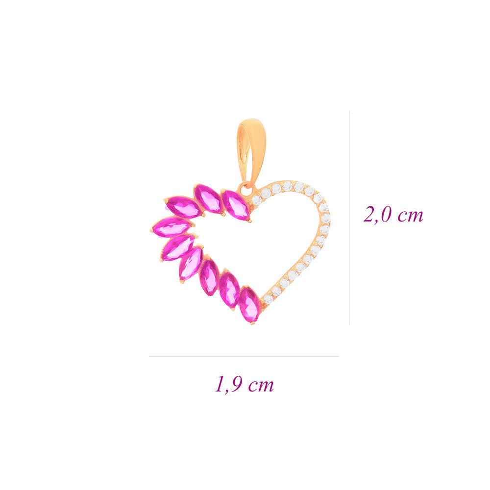 Pingente Coração com pedras Ouro 18K