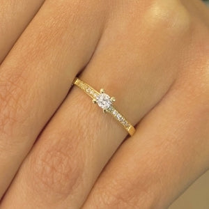 Anel Solitário Ouro 18K