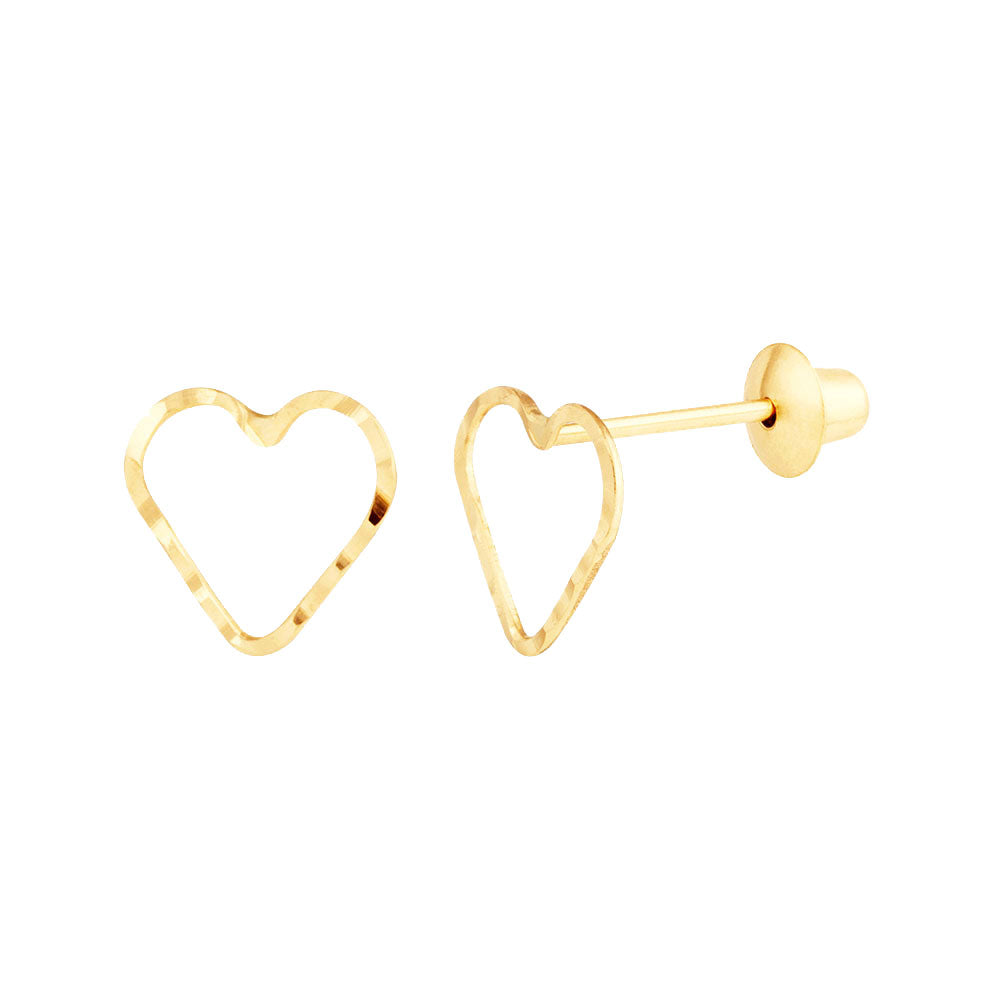Brinco Coração Ouro 18K