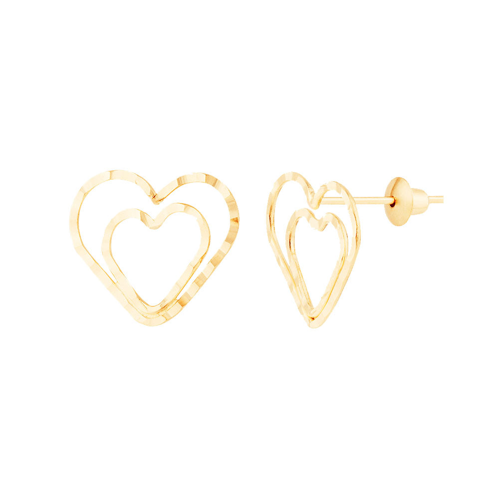 Brinco Coração Ouro 18K