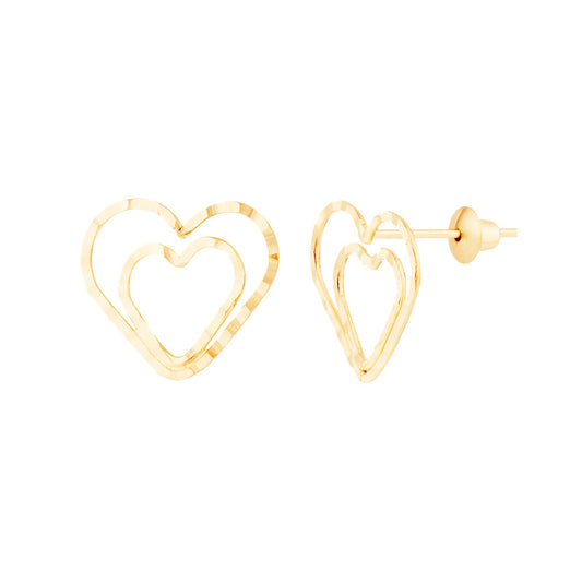 Brinco Coração Ouro 18K