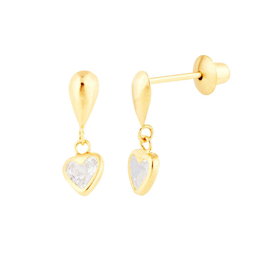 Brinco Coração Ouro 18K