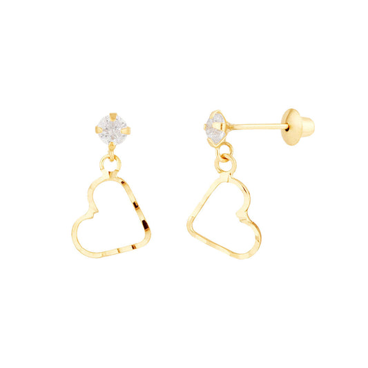 Brinco Coração Ouro 18K