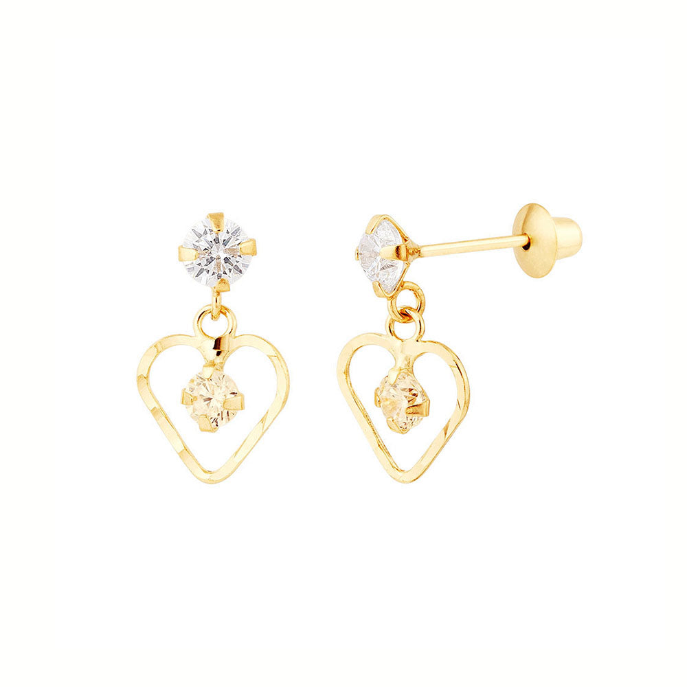 Brinco Coração Ouro 18K