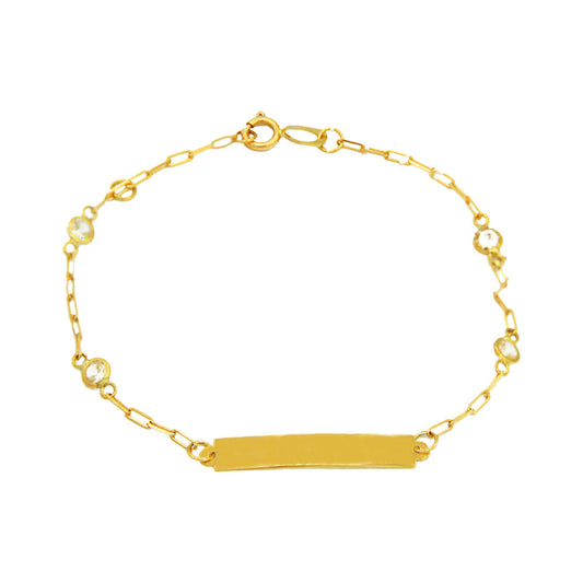 Pulseira Infantil com Plaquinha Ouro 18K
