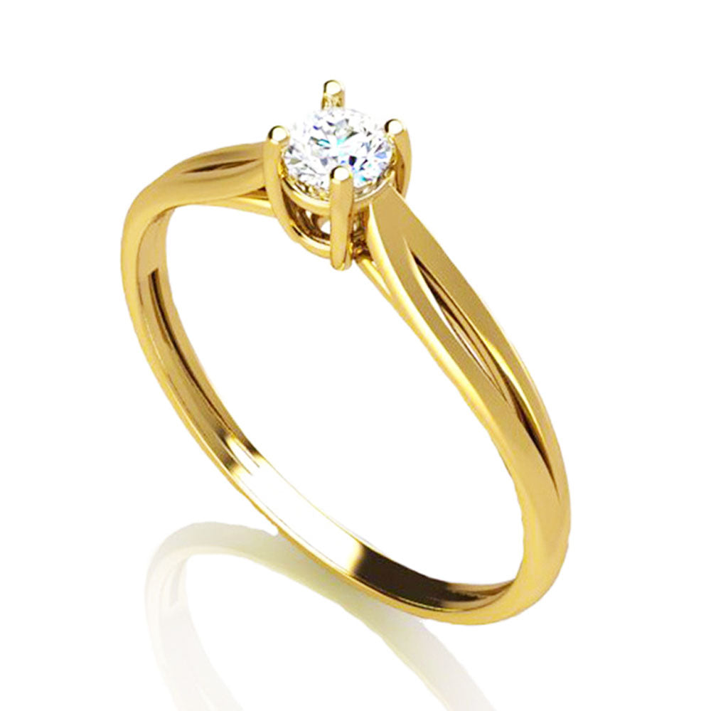 Anel Solitário Ouro 18K