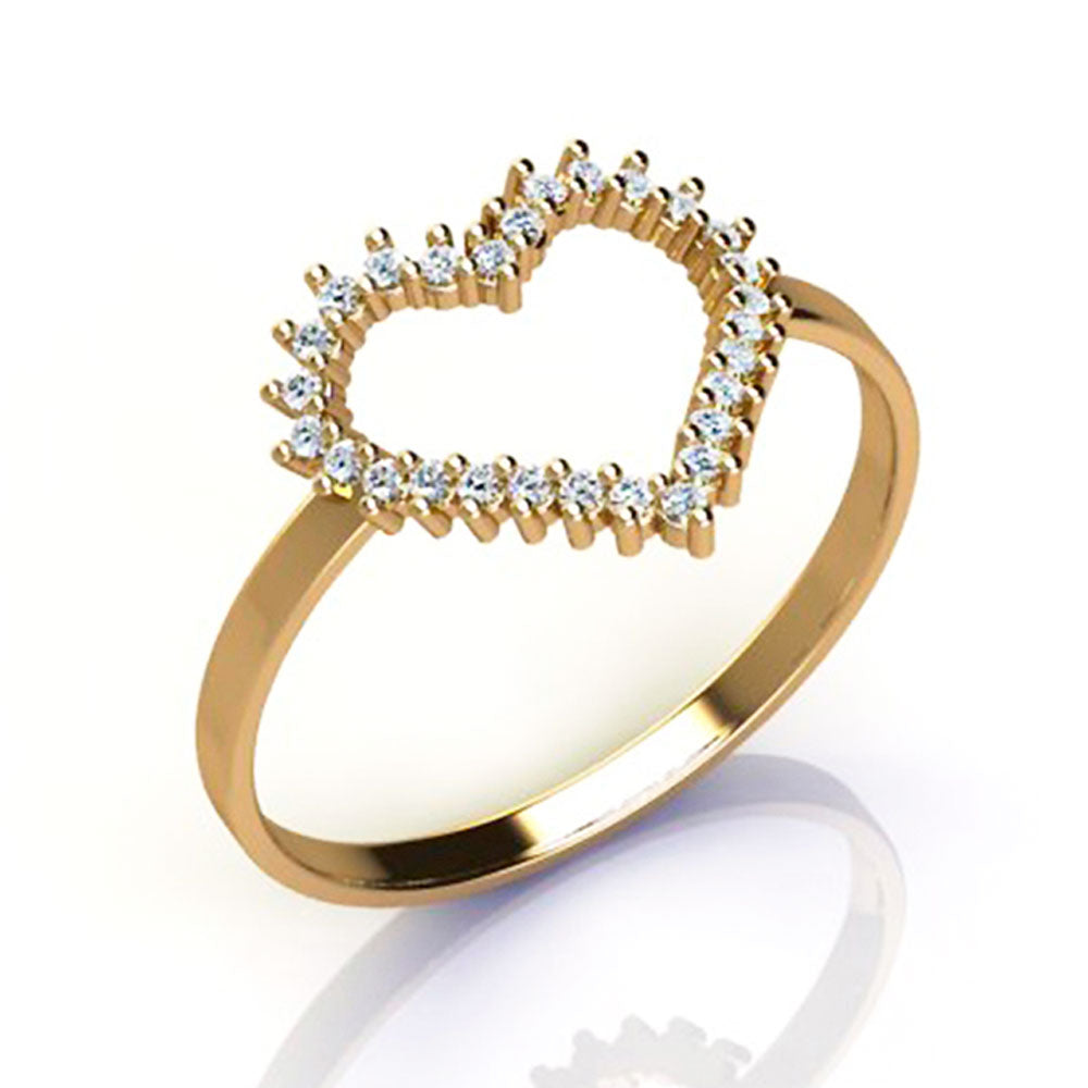 Anel Coração Ouro 18K