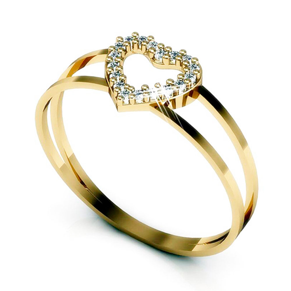 Anel Coração Ouro 18K