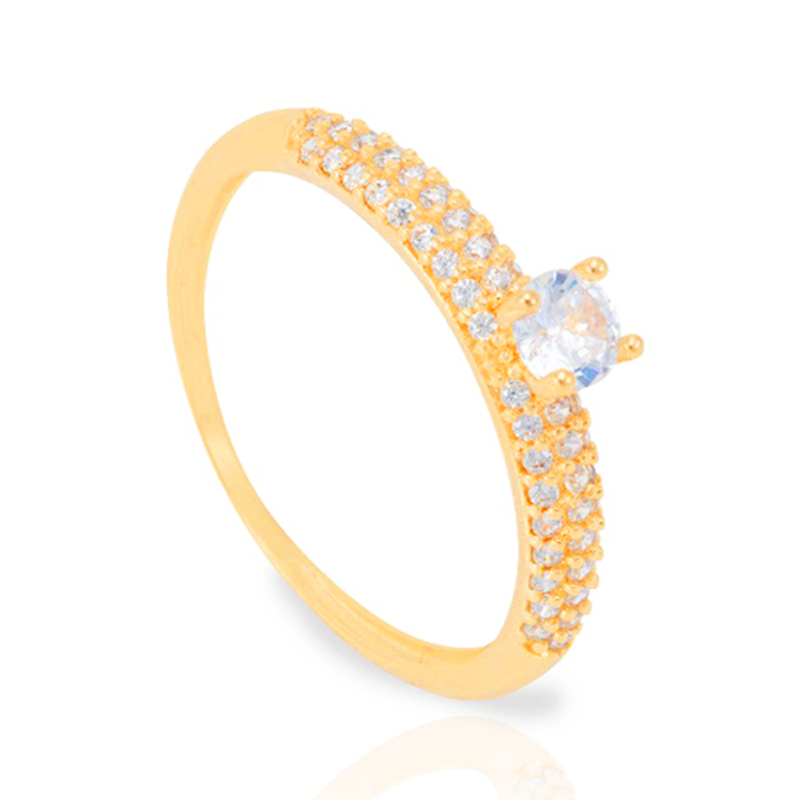 Anel Solitário Ouro 18K