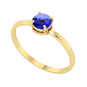 Anel Solitário Ouro Pedra Azul 18K