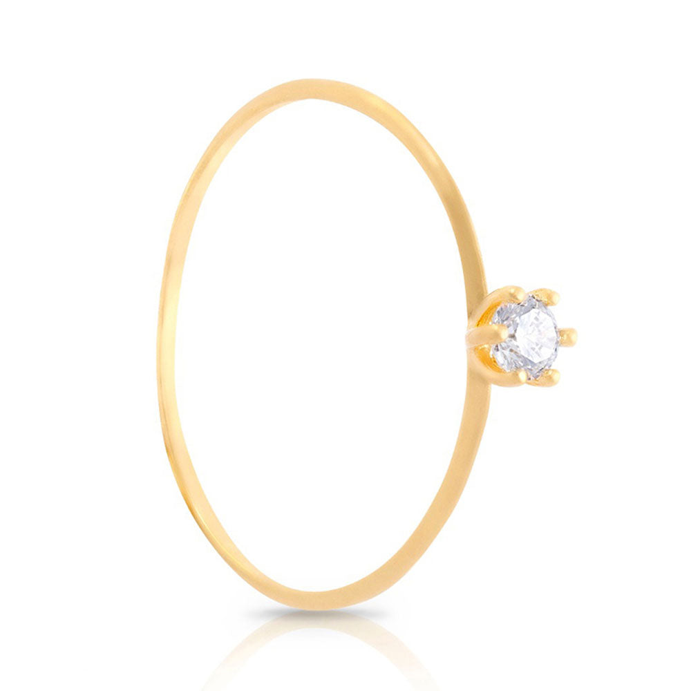 Anel Solitário Ouro 18K