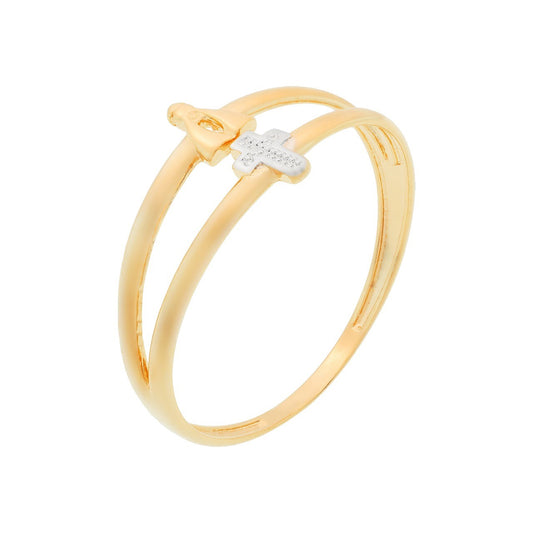 Anel Nossa Senhora Aparecida e Cruz Ouro 18K