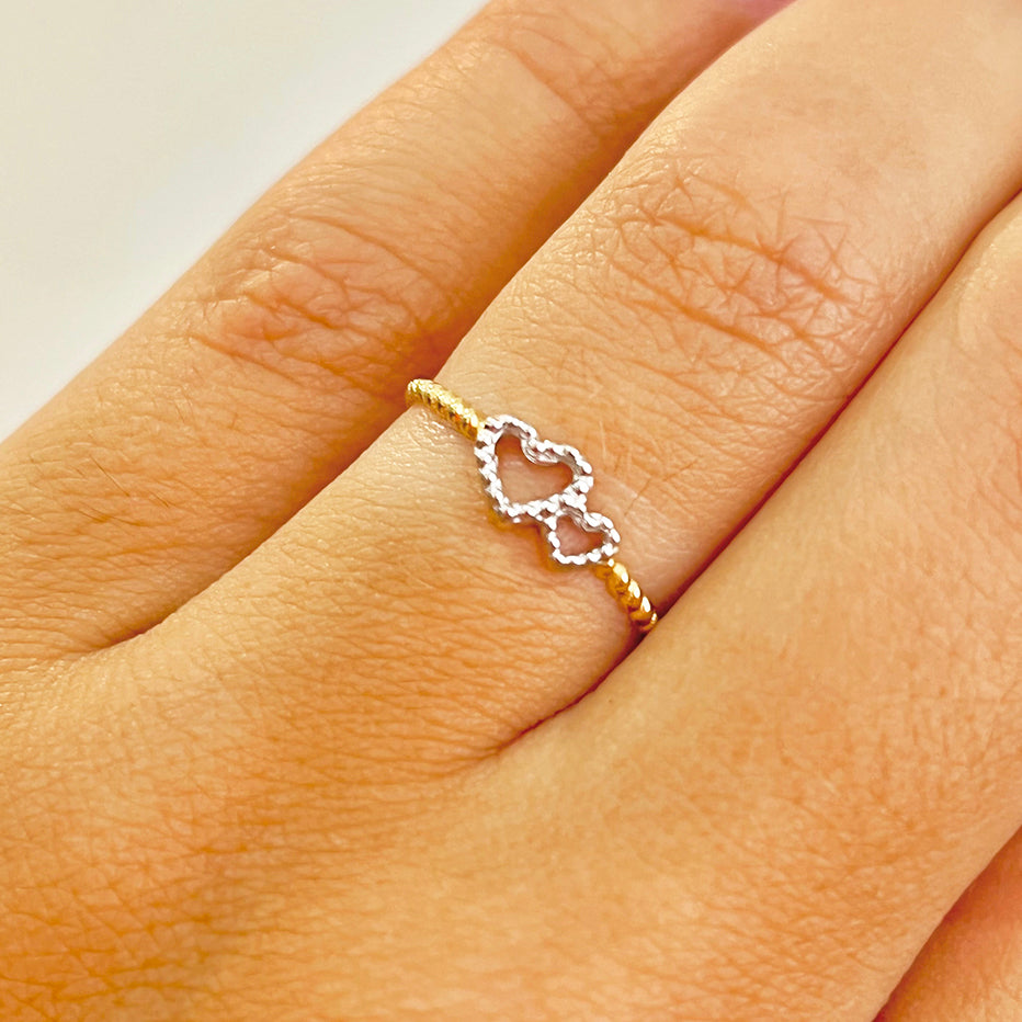 Anel Corações Ouro 18K