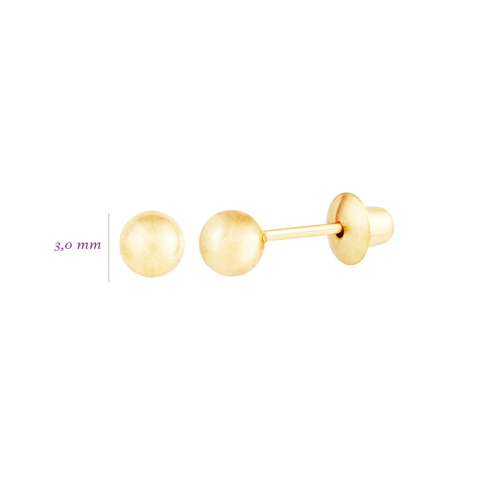 Brinco Bola 3mm Ouro 18K