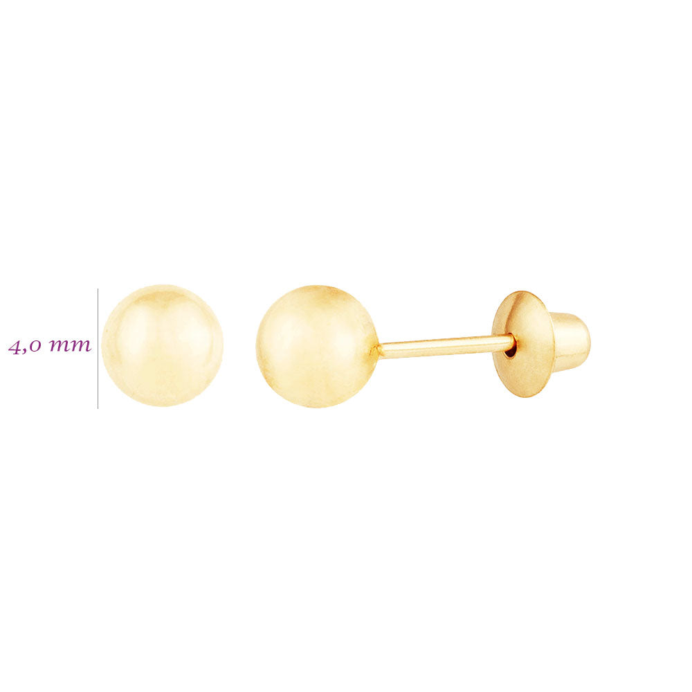 Brinco Bola 4mm Ouro 18K