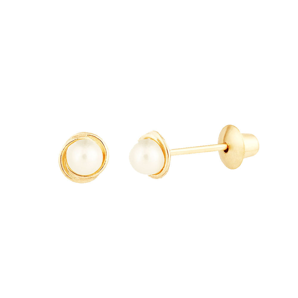 Brinco Rococó Pérola 2,5mm Ouro18K