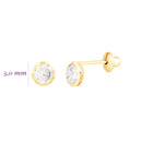 Brinco Solitário 3mm Ouro 18K