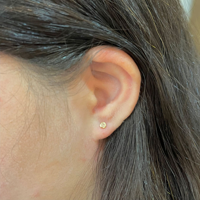 Brinco Solitário 3mm Ouro 18K