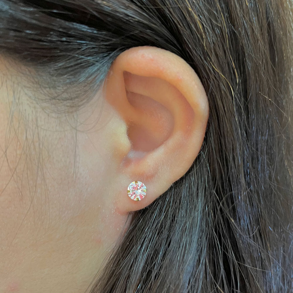 Brinco Solitário 6mm Ouro 18K