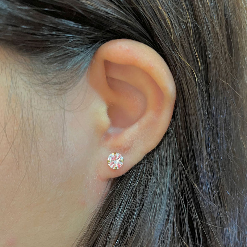 Brinco Solitário 6mm Ouro 18K