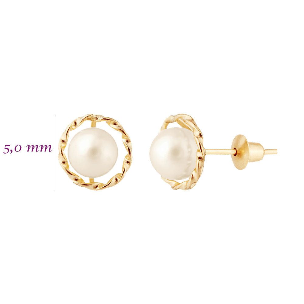 Brinco Rococó Torcido Pérola 5mm Ouro18K