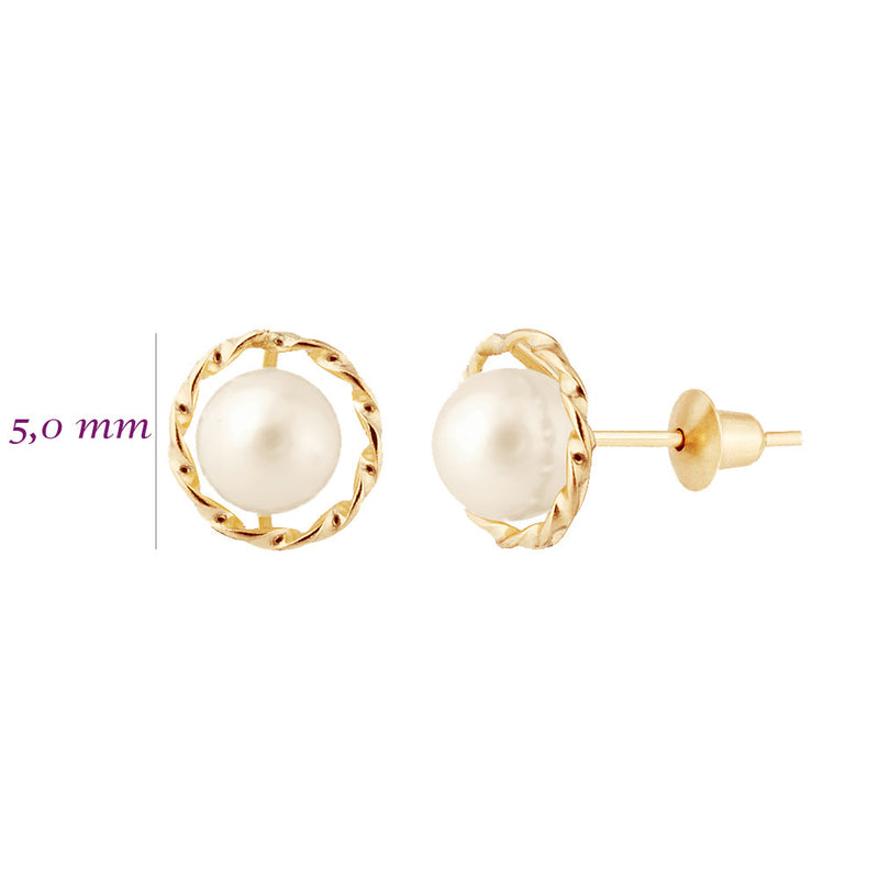 Brinco Rococó Torcido Pérola 5mm Ouro18K