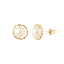 Brinco Rococó Torcido Pérola 5mm Ouro18K