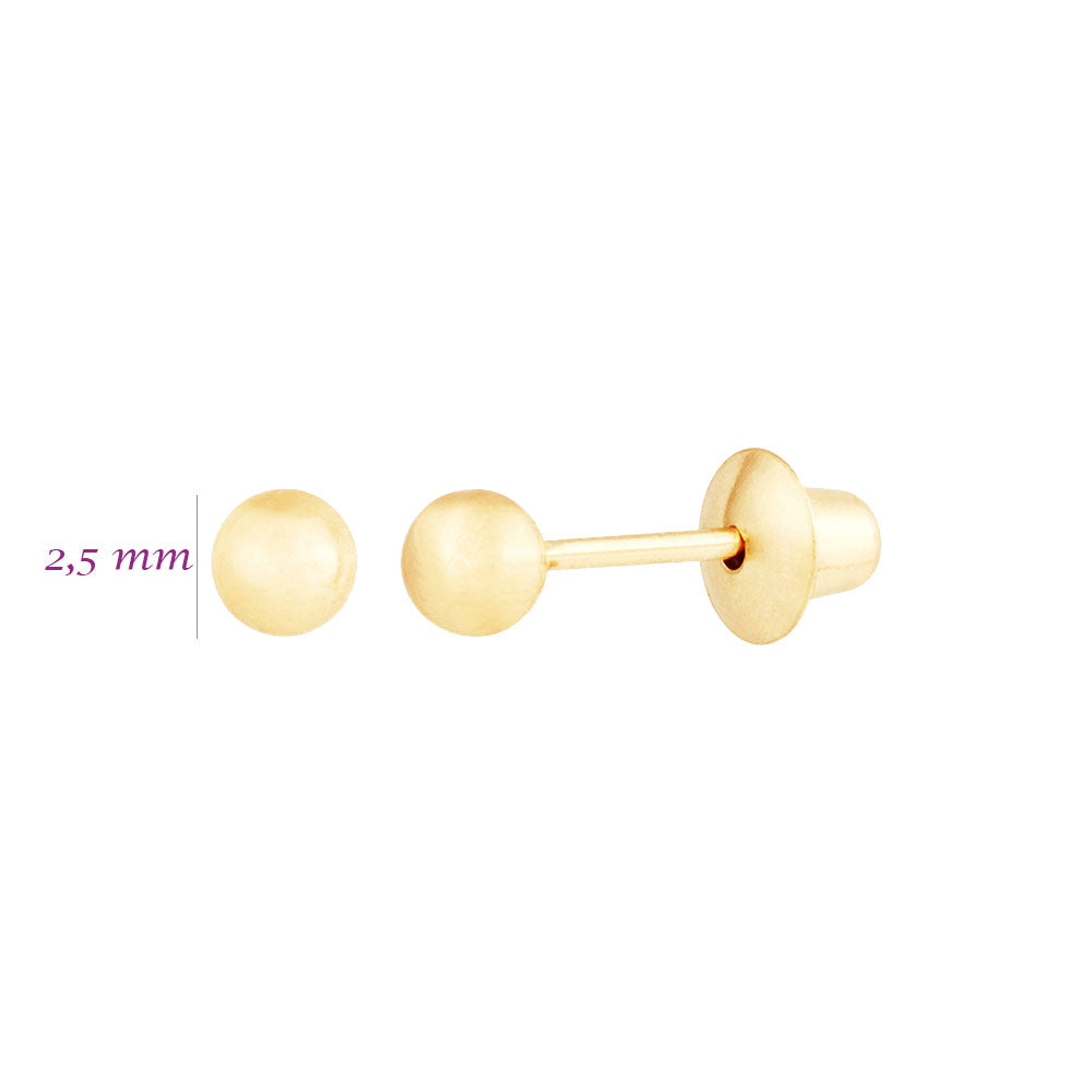 Brinco Bola 2,5mm Ouro 18K