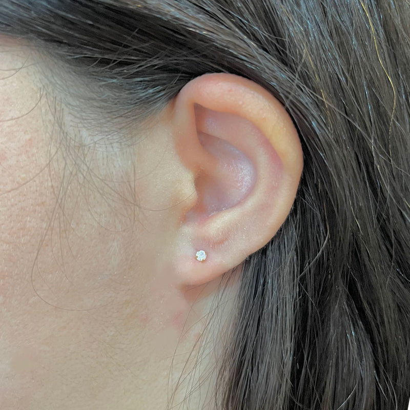 Brinco Solitário 2,5mm Ouro 18K