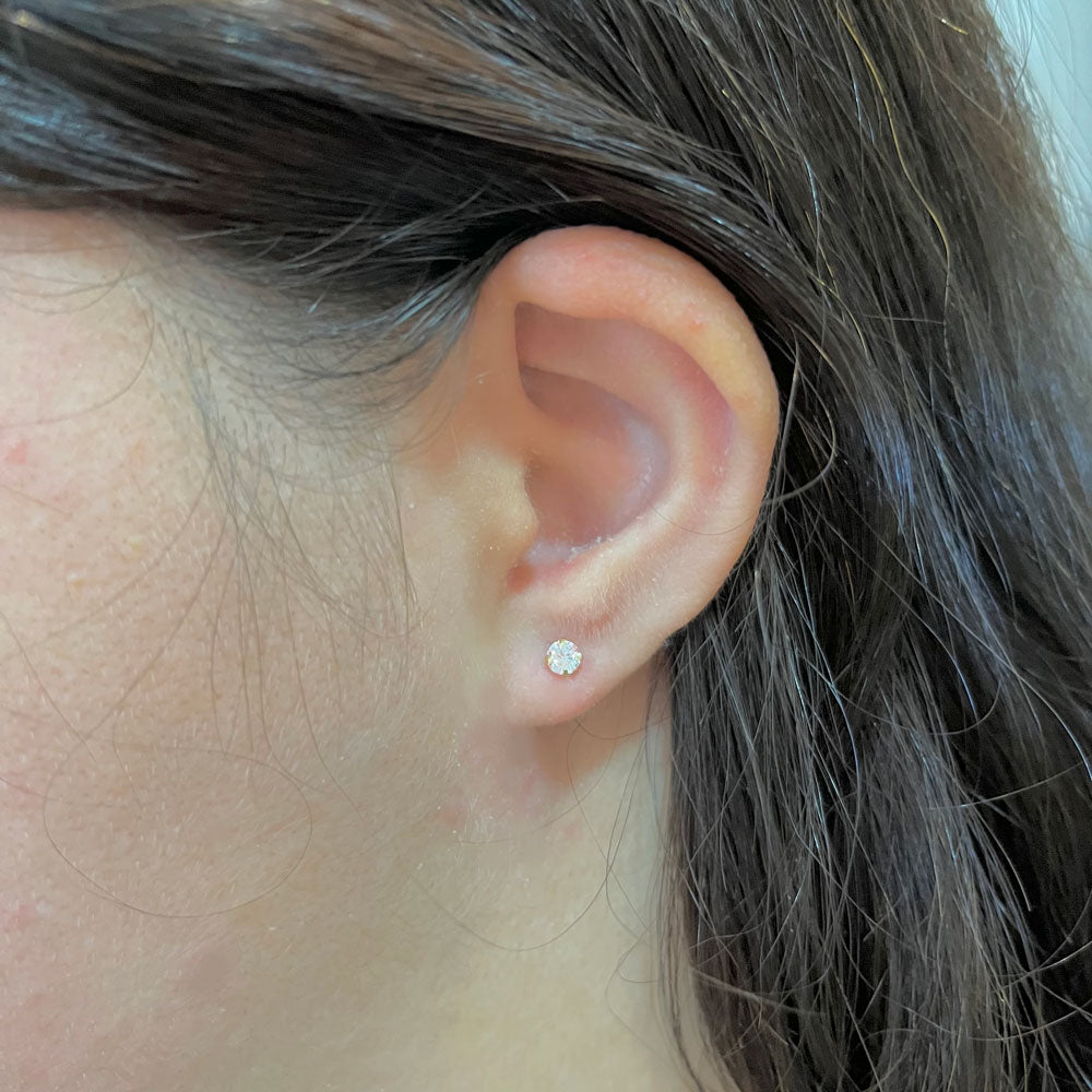 Brinco Solitário 3,5mm Ouro 18K