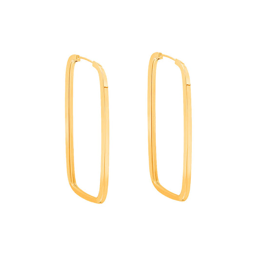 Brinco Argola Retangular 15mm Ouro 18K