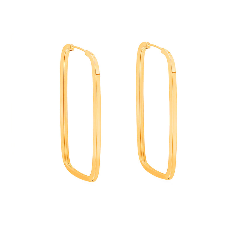 Brinco Argola Retangular 18mm Ouro 18K