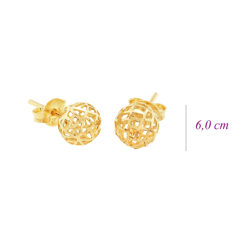Brinco Bola 6mm Ouro 18K