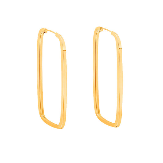 Brinco Argola Retangular 23mm Ouro 18K