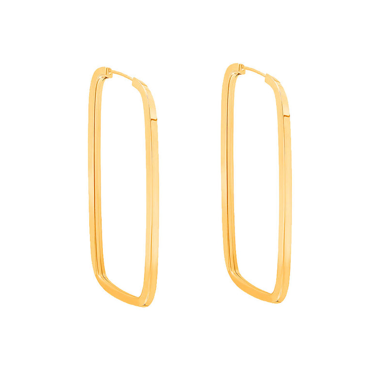 Brinco Argola Retangular 23mm Ouro 18K