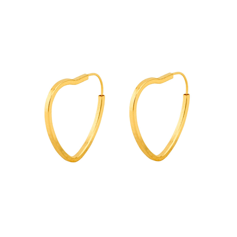 Brinco Argola Coração 12mm Ouro 18K