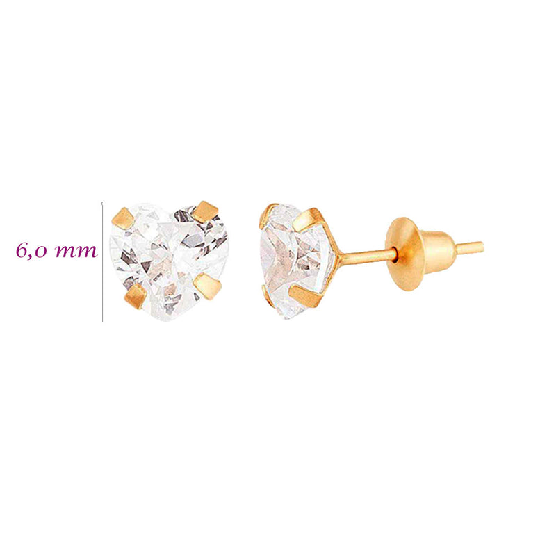 Brinco Coração 6MM Ouro 18K