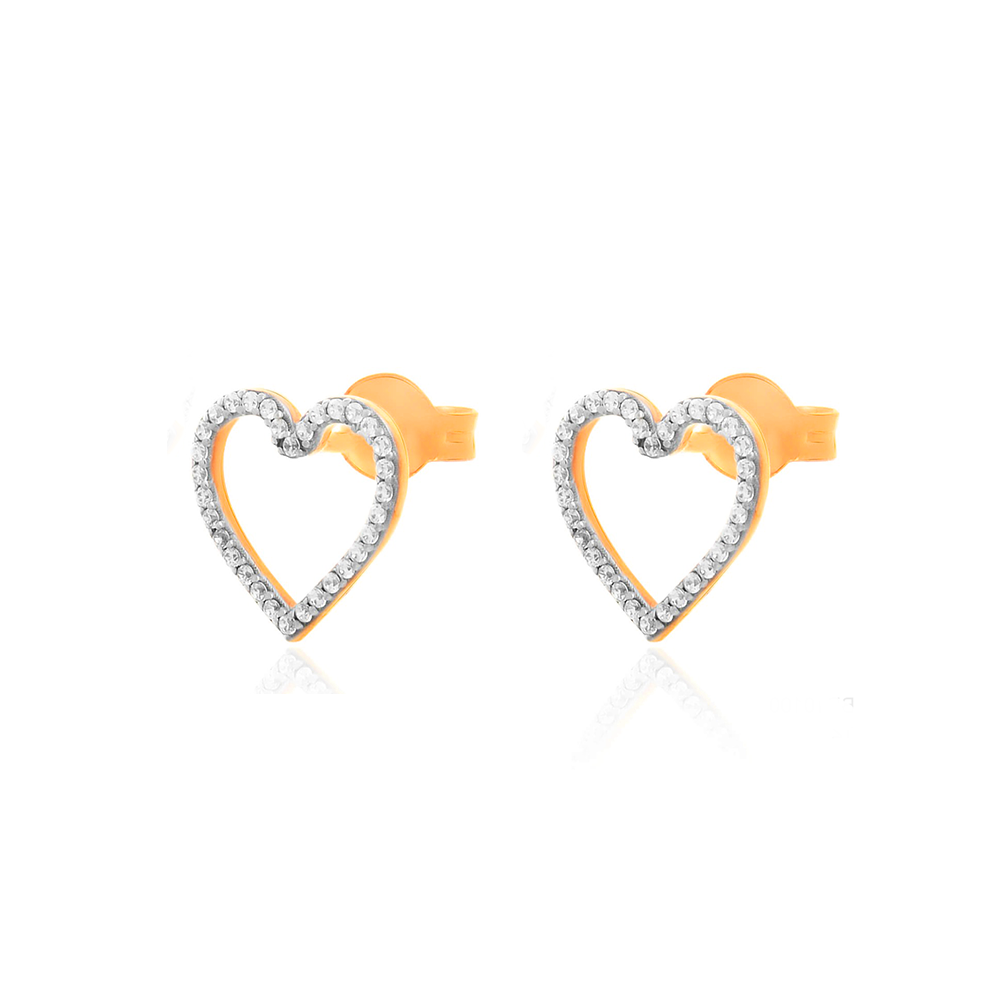 Brinco Coração Ouro 18K