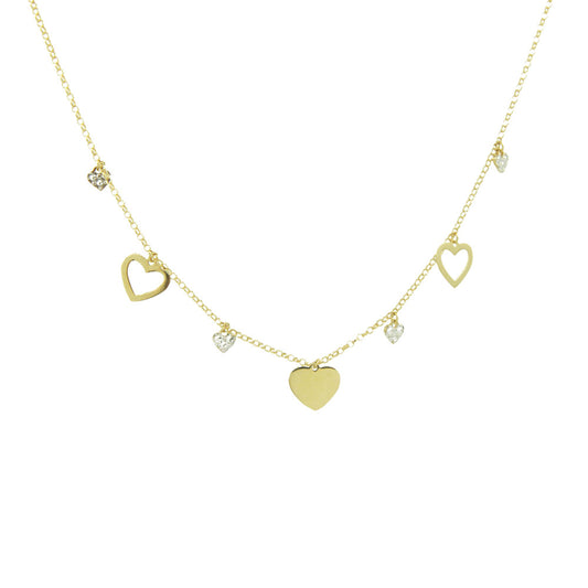 Gargantilha Corações Ouro 18K