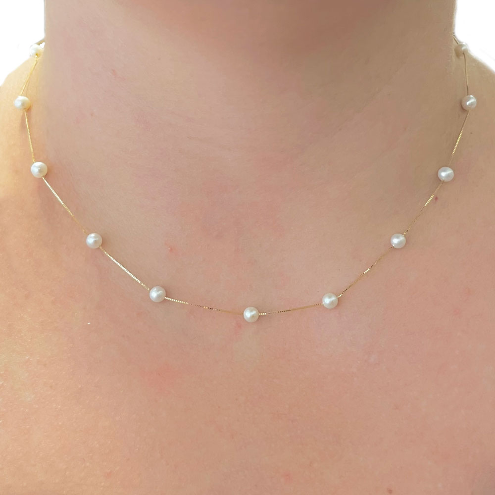 Gargantilha Pérola Ouro 18K