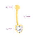 Piercing Coração Ouro 18K Umbigo