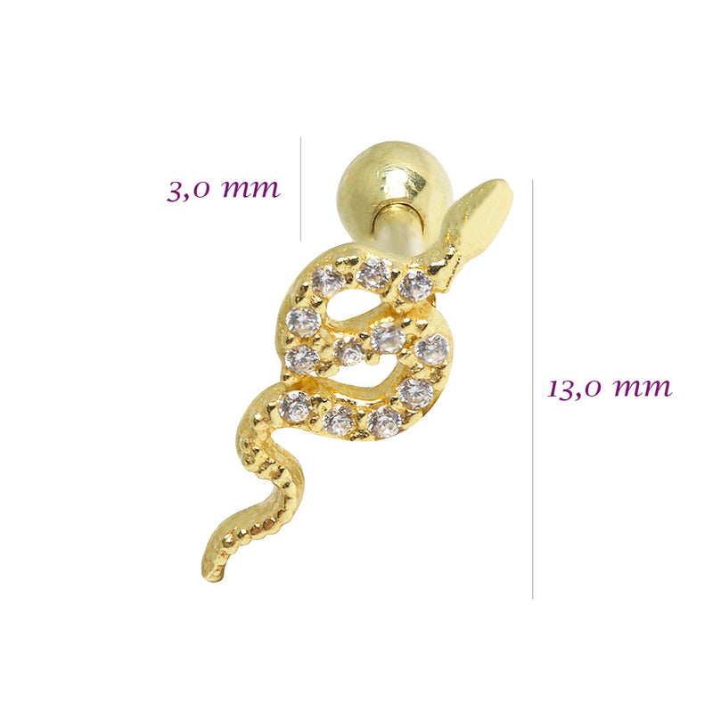 Piercing Cobra Ouro 18K Helix / Tragus