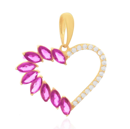 Pingente Coração com pedras Ouro 18K