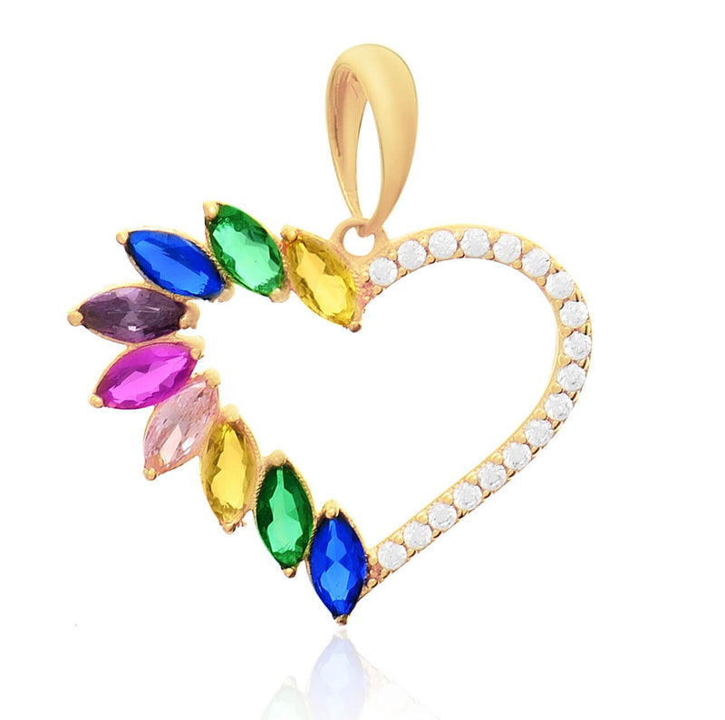 Pingente Coração com pedras Ouro 18K